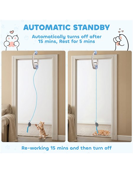 PawHut Interactive Cat Toys for Indoor Kittens & Adult USB Rechargeable Door Hanging Bouncing Mouse Teaser - pic 196183 | FastDaddyshop