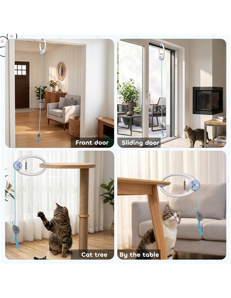 PawHut Interactive Cat Toys for Indoor Kittens & Adult USB Rechargeable Door Hanging Bouncing Mouse Teaser - pic 196184 | FastDaddyshop