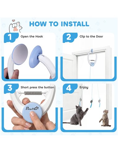 PawHut Interactive Cat Toys for Indoor Kittens & Adult USB Rechargeable Door Hanging Bouncing Mouse Teaser
