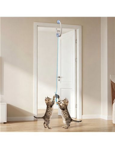 PawHut Interactive Cat Toys for Indoor Kittens & Adult USB Rechargeable Door Hanging Bouncing Mouse Teaser