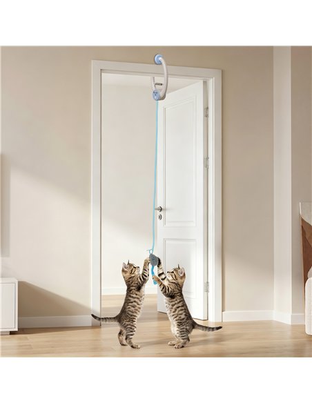 PawHut Interactive Cat Toys for Indoor Kittens & Adult USB Rechargeable Door Hanging Bouncing Mouse Teaser - pic 196186 | FastDaddyshop