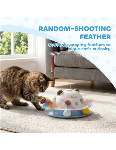PawHut 4-in-1 Interactive Cat Toys for Indoor Cats Adult with Spinning Butterfly, Shooting Feathers & Catnip Balls