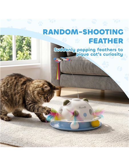PawHut 4-in-1 Interactive Cat Toys for Indoor Cats Adult with Spinning Butterfly, Shooting Feathers & Catnip Balls - pic 196194 | FastDaddyshop