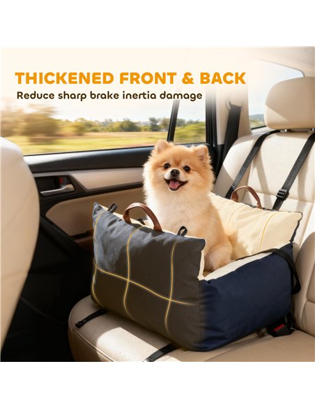 PawHut Dog Car Seat, Cosy Pet Car Booster Seat for Small Dog Under 5 KG, Portable Travel Bed with Safety Belts, Navy Blue - pic 196219 | FastDaddyshop