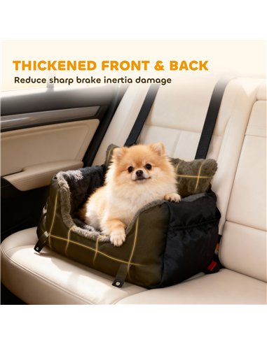 PawHut Dog Car Seat for Small Dogs with Fixed Buckle, Safety Leash, Washable Cover, 58 x 45 x 28 cm, Black