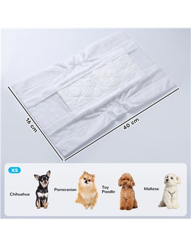PawHut Dog Diapers Super Absorbent Leak-Proof Dog Nappies for Male Dogs Size XS 20-28 cm Waist