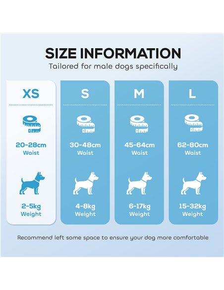PawHut Dog Diapers Super Absorbent Leak-Proof Dog Nappies for Male Dogs Size XS 20-28 cm Waist - pic 196247 | FastDaddyshop