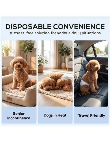 PawHut Dog Diapers Super Absorbent Leak-Proof Dog Nappies for Male Dogs Size XS 20-28 cm Waist
