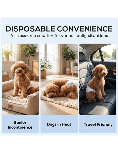 PawHut Dog Diapers Super Absorbent Leak-Proof Dog Nappies for Male Dogs Size XS 20-28 cm Waist - pic 196248 | FastDaddyshop