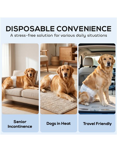 PawHut Dog Diapers Super Absorbent Leak-Proof Dog Nappies for Male Dogs Size L 62-80 cm Waist - pic 196266 | FastDaddyshop