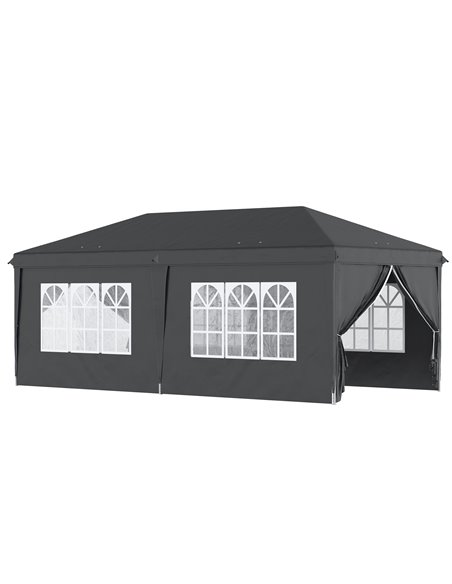 Outsunny 3x6m Pop Up Gazebo with Sides, Windows, Height Adjustable, Storage Bag, Black - pic 19627 | FastDaddyshop