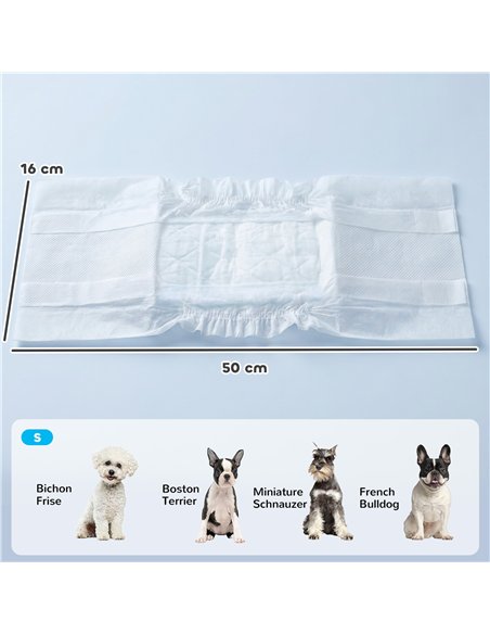 PawHut Dog Diapers Super Absorbent Leak-Proof Dog Nappies for Male Dogs Size S 30-48 cm Waist - pic 196271 | FastDaddyshop