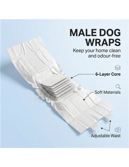 PawHut Dog Diapers Super Absorbent Leak-Proof Dog Nappies for Male Dogs Size S 30-48 cm Waist - pic 196272 | FastDaddyshop