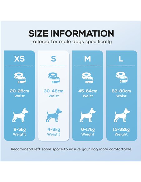 PawHut Dog Diapers Super Absorbent Leak-Proof Dog Nappies for Male Dogs Size S 30-48 cm Waist - pic 196274 | FastDaddyshop