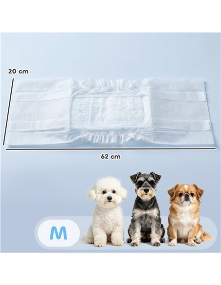 PawHut Dog Diapers Super Absorbent Leak-Proof Dog Nappies for Male Dogs Size M 45-64 cm Waist - pic 196298 | FastDaddyshop