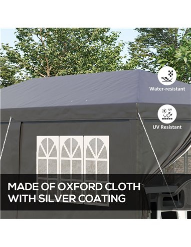Outsunny 3x6m Pop Up Gazebo with Sides, Windows, Height Adjustable, Storage Bag, Black