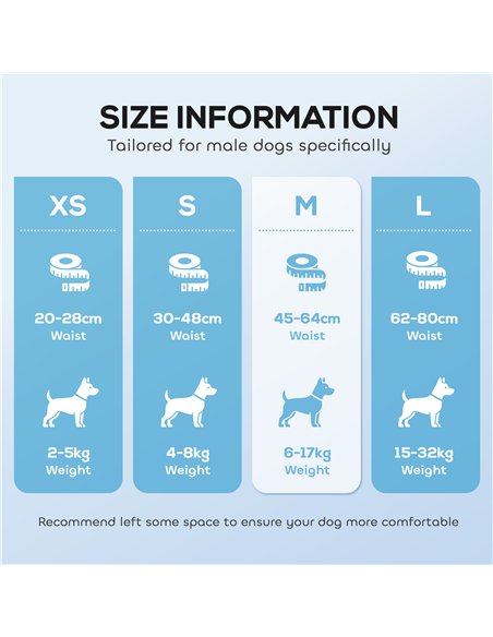 PawHut Dog Diapers Super Absorbent Leak-Proof Dog Nappies for Male Dogs Size M 45-64 cm Waist - pic 196301 | FastDaddyshop