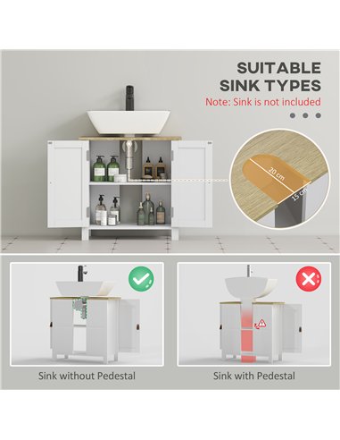 kleankin Under Sink Bathroom Cabinet for Basin without Pedestal - White