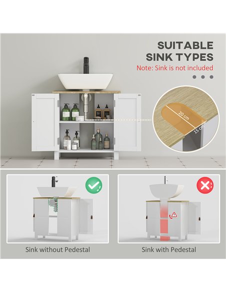 kleankin Under Sink Bathroom Cabinet for Basin without Pedestal - White - pic 196318 | FastDaddyshop