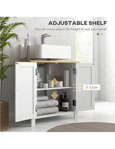 kleankin Under Sink Bathroom Cabinet for Basin without Pedestal - White