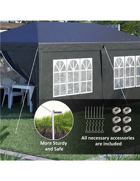 Outsunny 3x6m Pop Up Gazebo with Sides, Windows, Height Adjustable, Storage Bag, Black - pic 19632 | FastDaddyshop