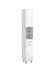 kleankin 71" Tall Slim Bathroom Storage Cabinet, Narrow Cupboard with Drawer, Open Shelves, 2 Doors, White and High Gloss White