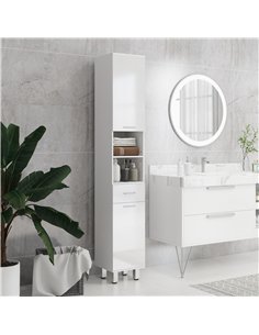 kleankin 71" Tall Slim Bathroom Storage Cabinet, Narrow Cupboard with Drawer, Open Shelves, 2 Doors, White and High Gloss White 2