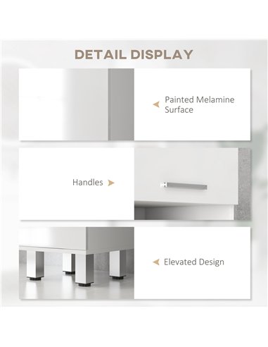 kleankin 71" Tall Slim Bathroom Storage Cabinet, Narrow Cupboard with Drawer, Open Shelves, 2 Doors, White and High Gloss White