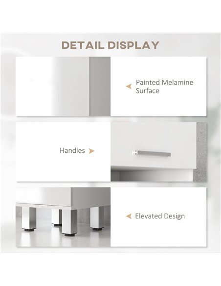 kleankin 71" Tall Slim Bathroom Storage Cabinet, Narrow Cupboard with Drawer, Open Shelves, 2 Doors, White and High Gloss White - pic 196329 | FastDaddyshop
