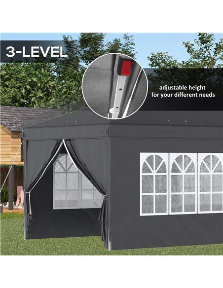 Outsunny 3x6m Pop Up Gazebo with Sides, Windows, Height Adjustable, Storage Bag, Black - pic 19633 | FastDaddyshop
