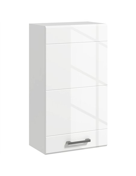kleankin Bathroom Wall Cabinet, High Gloss Bathroom Storage Cabinet with Soft-Close Door, 3 Shelves, Adjustable Shelf, White - pic 196333 | FastDaddyshop