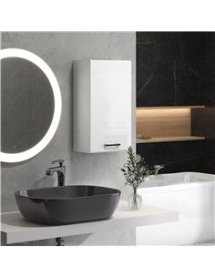 kleankin Bathroom Wall Cabinet, High Gloss Bathroom Storage Cabinet with Soft-Close Door, 3 Shelves, Adjustable Shelf, White 2