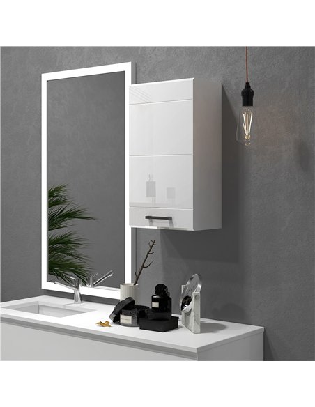 kleankin Bathroom Wall Cabinet, High Gloss Bathroom Storage Cabinet with Soft-Close Door, 3 Shelves, Adjustable Shelf, White - pic 196339 | FastDaddyshop