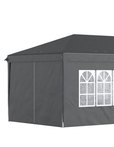 Outsunny 3x6m Pop Up Gazebo with Sides, Windows, Height Adjustable, Storage Bag, Black