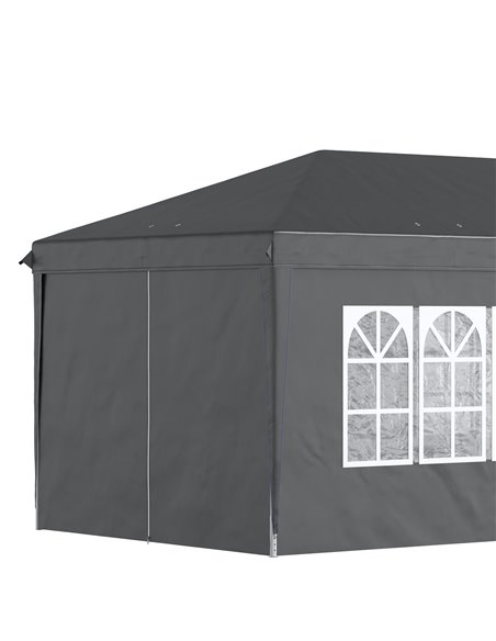Outsunny 3x6m Pop Up Gazebo with Sides, Windows, Height Adjustable, Storage Bag, Black - pic 19634 | FastDaddyshop