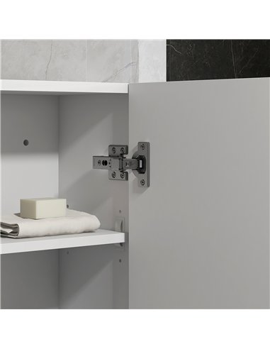 kleankin Bathroom Wall Cabinet, High Gloss Bathroom Storage Cabinet with Soft-Close Door, 3 Shelves, Adjustable Shelf, White