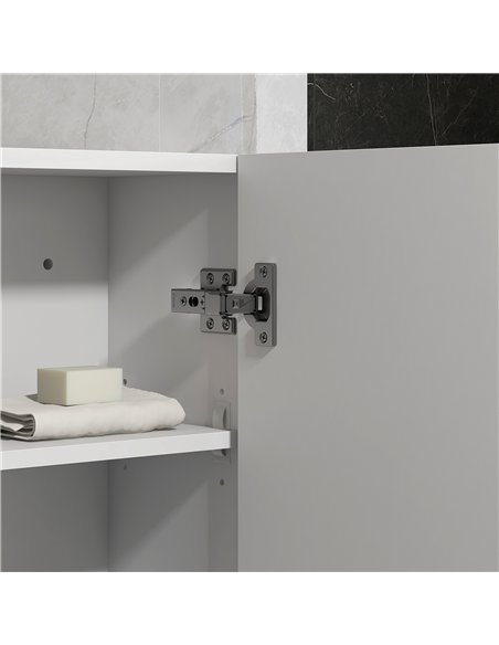 kleankin Bathroom Wall Cabinet, High Gloss Bathroom Storage Cabinet with Soft-Close Door, 3 Shelves, Adjustable Shelf, White - pic 196340 | FastDaddyshop