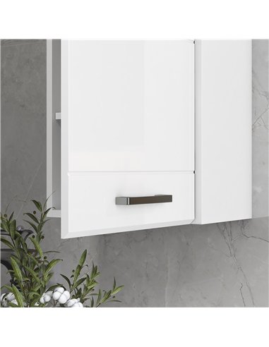kleankin Bathroom Wall Cabinet, High Gloss Bathroom Storage Cabinet with Soft-Close Door, 3 Shelves, Adjustable Shelf, White