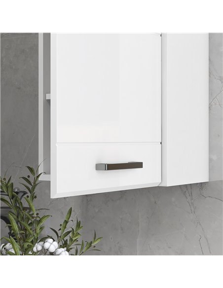 kleankin Bathroom Wall Cabinet, High Gloss Bathroom Storage Cabinet with Soft-Close Door, 3 Shelves, Adjustable Shelf, White - pic 196341 | FastDaddyshop