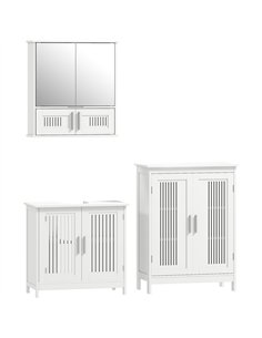 kleankin Modern Bathroom Storage Cabinet, Freestanding Floor Cupboard with Double Doors and Adjustable Shelves for Living Room, 
