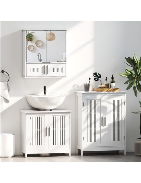 kleankin Modern Bathroom Storage Cabinet, Freestanding Floor Cupboard with Double Doors and Adjustable Shelves for Living Room,  - pic 196343 | FastDaddyshop