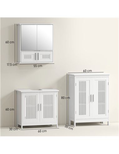 kleankin Modern Bathroom Storage Cabinet, Freestanding Floor Cupboard with Double Doors and Adjustable Shelves for Living Room, 