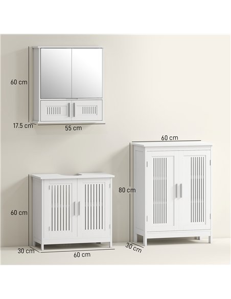 kleankin Modern Bathroom Storage Cabinet, Freestanding Floor Cupboard with Double Doors and Adjustable Shelves for Living Room,  - pic 196344 | FastDaddyshop