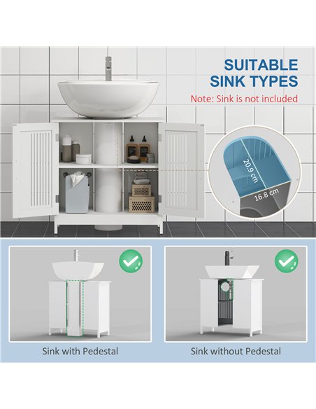 kleankin Modern Bathroom Storage Cabinet, Freestanding Floor Cupboard with Double Doors and Adjustable Shelves for Living Room,  - pic 196345 | FastDaddyshop