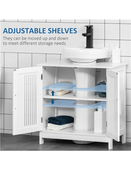 kleankin Modern Bathroom Storage Cabinet, Freestanding Floor Cupboard with Double Doors and Adjustable Shelves for Living Room,  - pic 196346 | FastDaddyshop