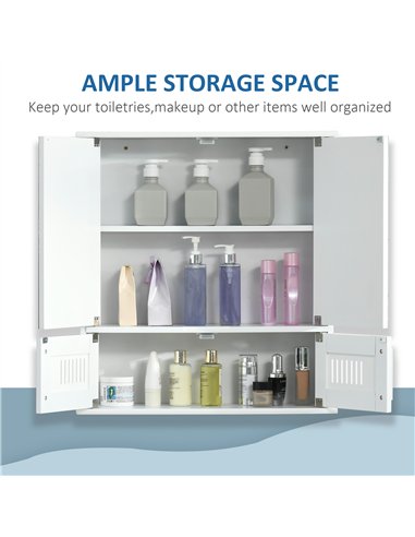 kleankin Modern Bathroom Storage Cabinet, Freestanding Floor Cupboard with Double Doors and Adjustable Shelves for Living Room, 