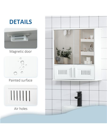 kleankin Modern Bathroom Storage Cabinet, Freestanding Floor Cupboard with Double Doors and Adjustable Shelves for Living Room,  - pic 196348 | FastDaddyshop