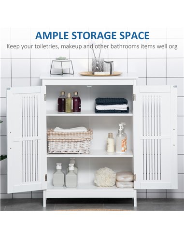 kleankin Modern Bathroom Storage Cabinet, Freestanding Floor Cupboard with Double Doors and Adjustable Shelves for Living Room, 