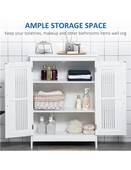 kleankin Modern Bathroom Storage Cabinet, Freestanding Floor Cupboard with Double Doors and Adjustable Shelves for Living Room,  - pic 196349 | FastDaddyshop