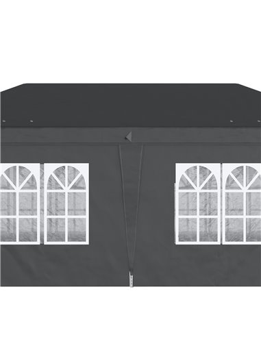 Outsunny 3x6m Pop Up Gazebo with Sides, Windows, Height Adjustable, Storage Bag, Black